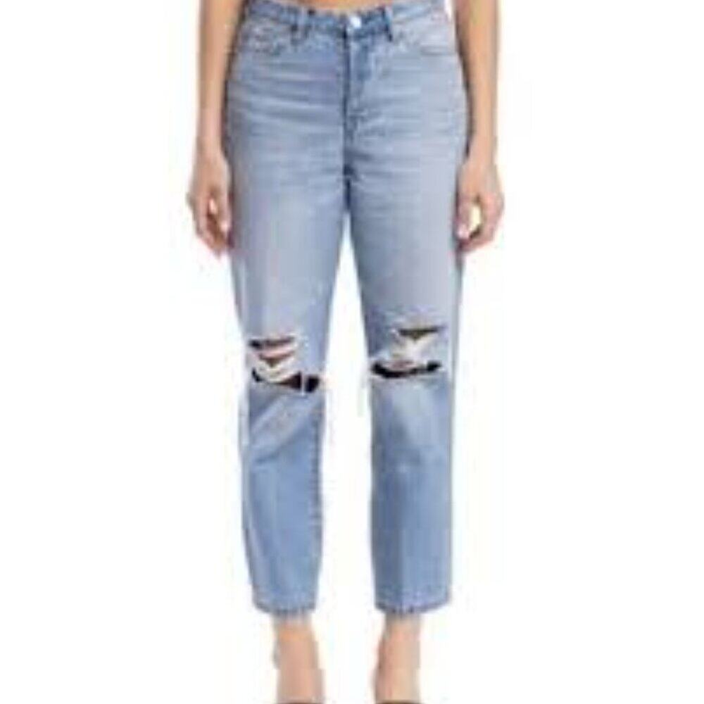 Blank NYC Women’s 28 The Baxter Ribcage Straight Leg Distressed Button Jeans NEW
